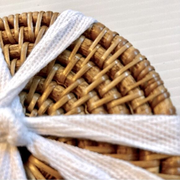 Woven Coasters Wicker Rattan Boho Bohemian 4" Across Set of 6 - Picture 9 of 10